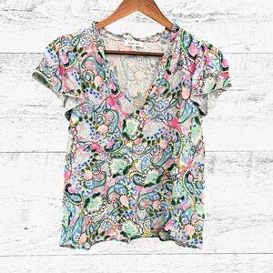 Bundle 3 or more Another Love White and Pink Flutter Sleeve Blouse